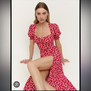 Reformation Lacey Dress Red Floral Size 0